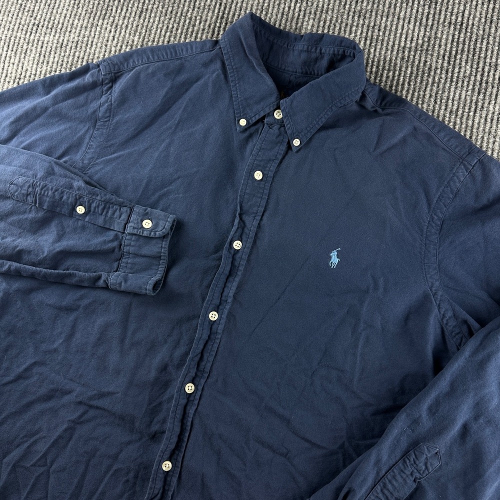 Ralph Lauren Mens XL Navy Blue Cotton Long Sleeve Button Down Pony Logo Shirt